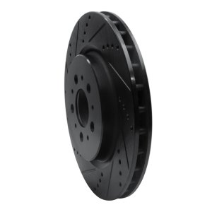 Volvo V70 Brake Rotor (1) - Rear Left - R1 Concepts - Drilled & Slotted - Black - `04-`07